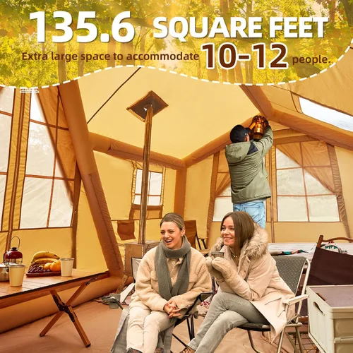 Miniatura 2 de Carpas inflables de 15.7 x 11.8 pies para camping, 8-12 personas 2 habitaciones con tragaluz de TPU, pantalla de película, puerto de aire