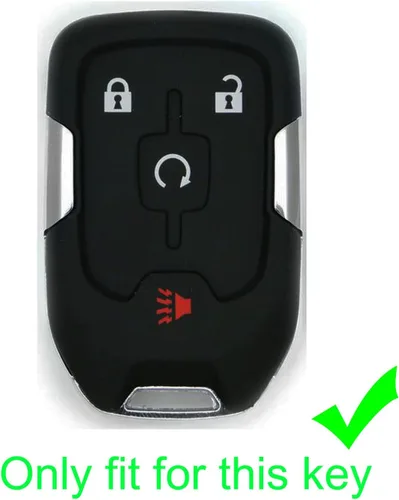Miniatura 2 de 2 fundas de silicona de goma negra con 4 botones para llavero inteligente sin llave compatible con GMC Acadia Terrain 2017-2022, 2 piezas negro