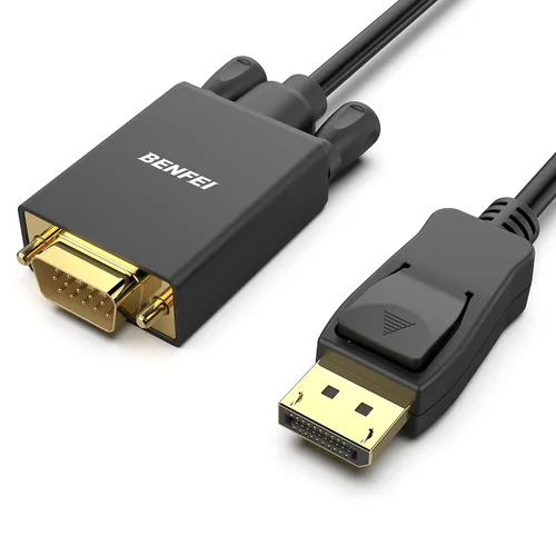 Adaptador de DisplayPort a VGA, Benfei DP DisplayPort a VGA, cable de 6 pies, macho a macho chapado en oro compatible con Lenovo, Dell, HP, ASUS y
