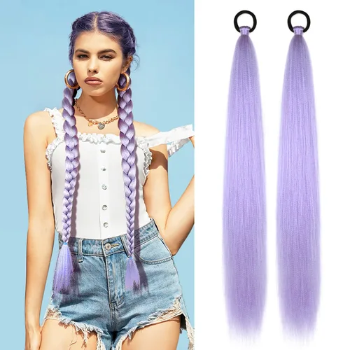 Miniatura 13 de Extensión de cabello sintético suave y natural para mujer, 34 pulgadas, 4.63 onzas, color rosa