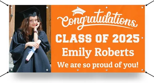 Miniatura 4 de Letrero de Banner de Vinilo Personalizado con Foto de Graduación – Foto y Nombre Personalizados de la Clase de 2025 – Milweb1 – Negro – 2'x4