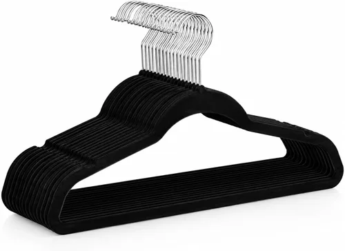 Miniatura 6 de Home Expressions Paquete de 20 perchas giratorias de terciopelo ultra finas y antideslizantes para trajes, perchas de terciopelo fuertes extra Gris