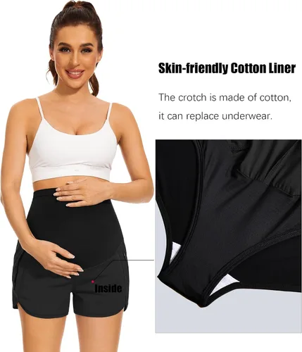 Miniatura 2 de PACBREEZE Pantalones cortos de maternidad para mujer, de secado rápido, con bolsillos con cremallera