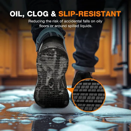 Miniatura 5 de NINGO Zapatos de trabajo antideslizantes para hombre, para servicio de alimentos, resistentes al agua y al aceite, zapatos de chef de cocina