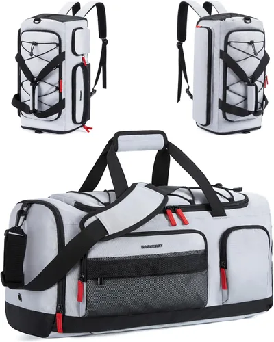 BAGSMART Sports - Bolsa de viaje para gimnasio, bolsa de lona impermeable para hombres y mujeres, bolsa de entrenamiento de fin de semana, Gris