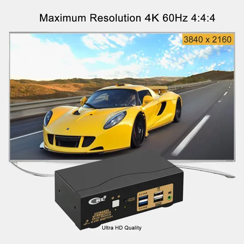 Miniatura 5 de CKL Conmutador KVM Dual Monitor HDMI 4K @60Hz (2 Monitores 2 Computadoras 922HUA-3) para el hogar y la oficina a consola, computadoras portátiles