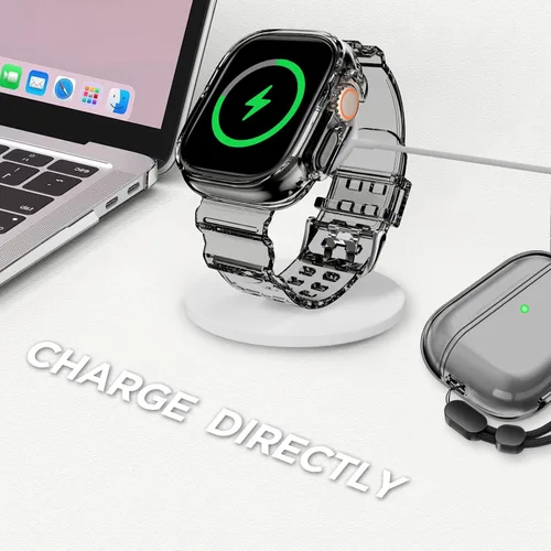 Miniatura 5 de DABAOZA - Correa compatible con Apple Watch de 49 mm, 46 mm, 45 mm, 44 mm, 42 mm, 41 mm, 40 mm, 38 mm, con protector, correa de TPU brillante