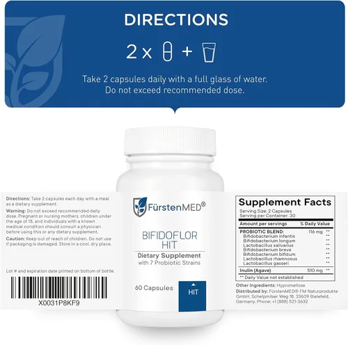 Miniatura 6 de FürstenMED Bifidoflor HIT - Probiótico bajo en histamina para intolerancia a la histamina, intestino sensible y salud digestiva, Lactobacillus de 7