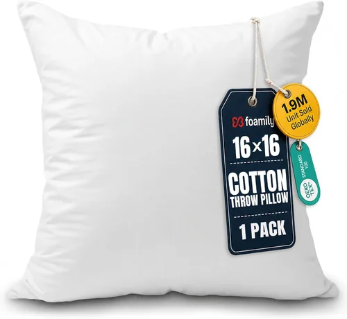 Miniatura 29 de Foamily Insertos de almohada 100% algodón de 12 x 12 pulgadas, rellenos de almohada para almohadas decorativas para sofá y cama, relleno de almohada