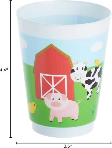 Miniatura 9 de BLUE PANDA Paquete de 16 tazas de plástico de animales de granja, corral para suministros de fiesta de cumpleaños (16 onzas)