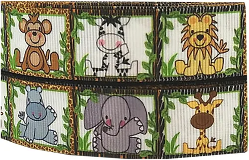 Miniatura 3 de 7/8" Welcome to The Jungle Grosgrain Ribbon DIY Hair Bows Crafts 3 yardas