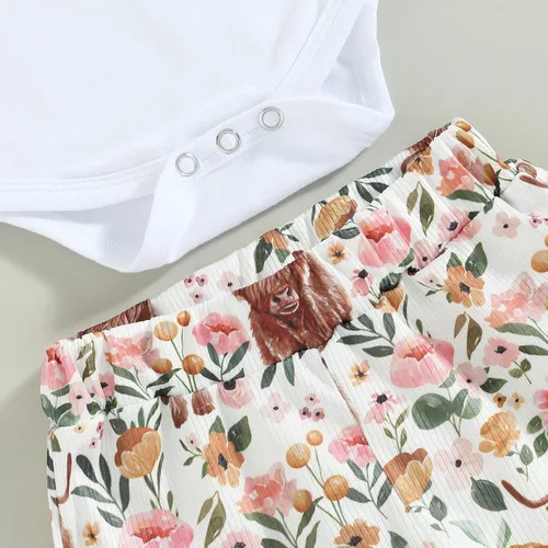 Miniatura 123 de Sejardin Ropa de verano para bebé y niña, recién nacida, manga corta, con letras, mameluco elástico con diadema