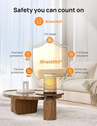 Miniatura 5 de DREO Calentador de espacio para baño e interior, calentador portátil, calentador de cerámica PTC, seguro y silencioso de 1500 W, termostato digital