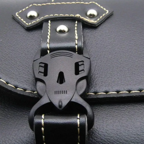 Miniatura 7 de Maso Bolsa de silla de montar de motocicleta, equipaje universal de cuero PU bolsa de almacenamiento con 2 correas de montaje negro