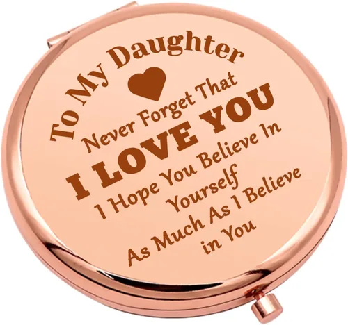 Regalos para hija de mamá, papá, regalos de cumpleaños para hija, espejo compacto para regalo de graduación de hijastra para ella, regalo