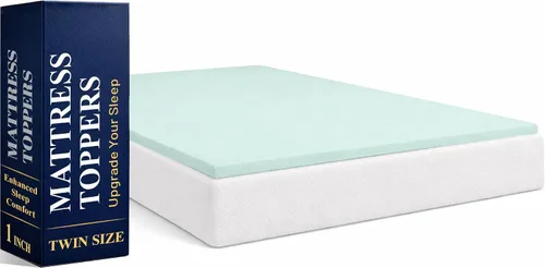 Miniatura 16 de Greaton, Cubrecolchones de espuma viscoelástica de gel contorneado de 1 pulgada para mayor comodidad y apoyo, individual, azul.