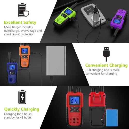 Miniatura 3 de Topsung Walkie Talkies para adultos de largo alcance recargable con auricular NOAA alerta meteorológica, radio multiusos de 2 vías, paquete de 5