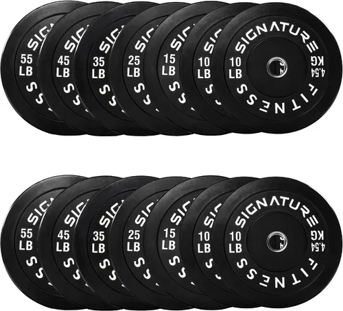 Miniatura 18 de Fitvids Juego de discos de peso olímpicos de goma de 2 pulgadas, juego de discos de parachoques con barra para entrenamiento de fuerza, 180-390