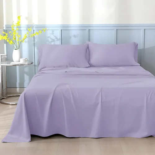 SKY BEDDINGS Juego de sábanas cortas de 600 hilos, 100 % algodón egipcio, 4 piezas para caravana, tejido satinado, calidad de hotel, refrescante y