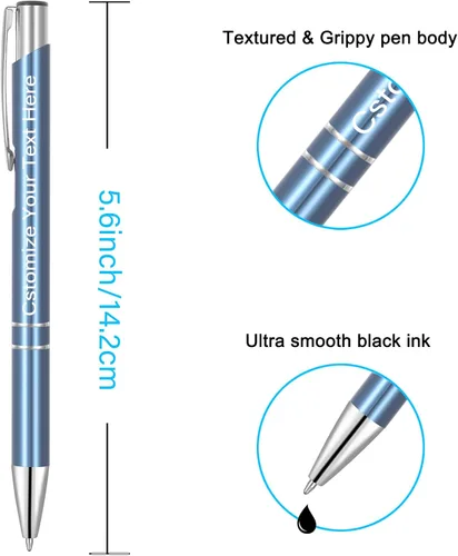 Miniatura 3 de Kingluu Hasta 500 bolígrafos personalizados, bolígrafos personalizados de tinta negra con tu nombre, logotipo, mensaje, texto, para oficina, Negro