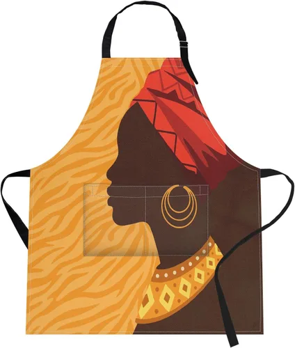 Miniatura 32 de Britimes Delantal de cocina para el hogar, cocina, horneado, jardinería, para mujeres y hombres, con bolsillos, beige, abstracto, textura