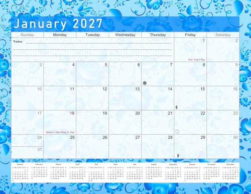 Calendario mensual 2025-2026 de pared/escritorio encuadernado en espiral – 18 meses de escritorio/calendario de pared – (Edición #019)