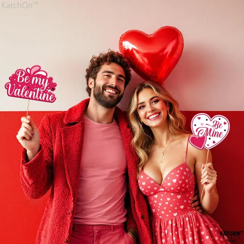 Miniatura 6 de KatchOn, Accesorios de fotos rosas para el día de San Valentín, enormes, paquete de 35 Accesorios de cabina de fotos de San Valentín