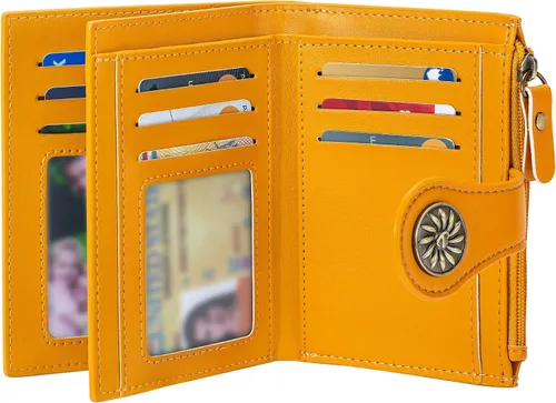 Miniatura 9 de Tipmile Billeteras pequeñas de cuero para mujer, con 2 ventanas de identificación, con bloqueo RFID, tarjetero con cremallera y bolsillo