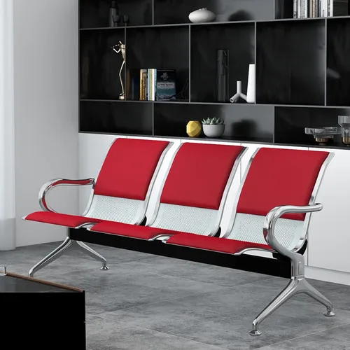 Miniatura 51 de Kinfant Silla de sala de espera de 2 asientos, sillas de recepción de invitados de oficina con respaldo ergonómico, banco de espera de aeropuerto