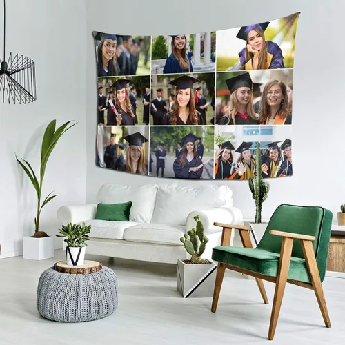 Miniatura 16 de Nsipan Tapiz personalizado para subir imágenes, texto fotográfico, decoración de pared, colección de collage de dormitorio, decoración