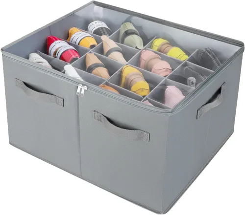 Miniatura 10 de TOPIA HOME Organizador de zapatos para armario, caja de zapatos plegable con divisores ajustables y cubierta transparente, organizador
