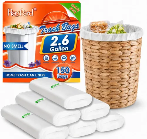 Miniatura 10 de 200 bolsas de basura pequeñas de 2 galones (1.8-2 galones) para cestas de basura de 1.6, 1.8, 2.2 galones, forros fuertes de 6.5 a 7 litros