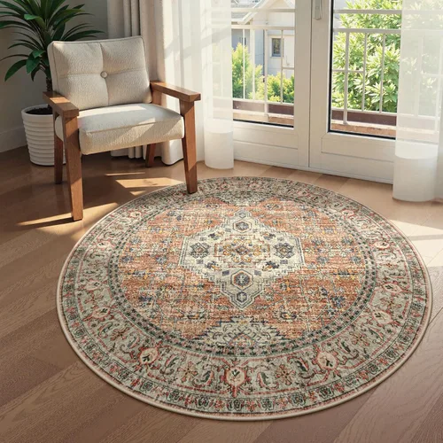 Miniatura 40 de Lahome Alfombra oriental lavable de área pequeña, 2 x 3 pies, para entrada, cocina, ultra fina, suave, tapete antideslizante para puerta de Azul