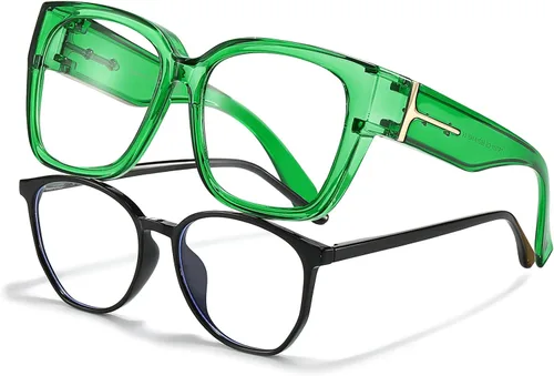 Miniatura 13 de LVIOE Lentes con filtro de luz azul para mujeres y hombres, anteojos de bloqueo de luz azul de gran tamaño para llevar sobre anteojos LB7511