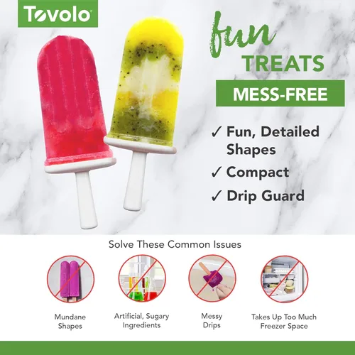 Miniatura 3 de Tovolo Juego de 6 bandejas onduladas reutilizables para paletas con palitos para golosinas congeladas caseras, fáciles de limpiar, moldes de paletas