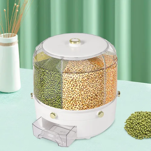 Miniatura 12 de Contenedor de almacenamiento de arroz y granos de 5 rejillas, dispensador de arroz y alimentos con cubo de almacenamiento de presión de un botón