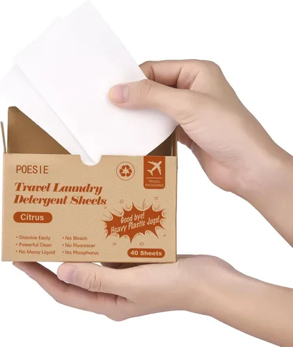 Miniatura 9 de Poesie Hojas de Detergente para Ropa Hojas de Jabón para Ropa para Viajes Camping Hojas para Lavar Ropa Sin Fragancia 1 Mini Caja 40