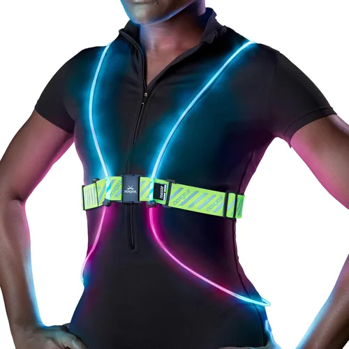 noxgear Tracer2 - Chaleco para correr multicolor con luz y reflectante, recargable, luces de carrera ultra brillantes para corredores