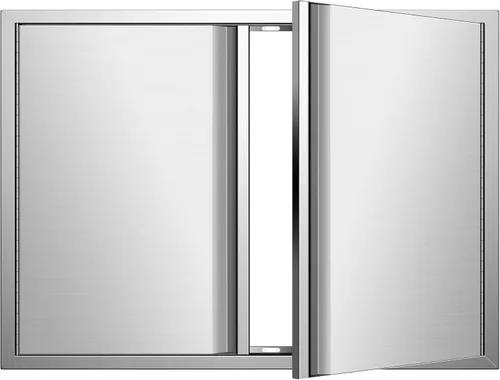 Miniatura 16 de Puertas de cocina para exteriores de 26 pulgadas de ancho x 24 pulgadas de alto con mango horizontal, puertas de acceso dobles para barbacoa, acero