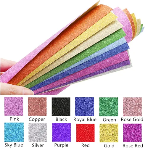 Miniatura 3 de Hysiwen 20 hojas de cartulina con purpurina negra, 250 g/m²/92 lb, tamaño A4, papel brillante para hacer tarjetas, invitaciones, manualidades