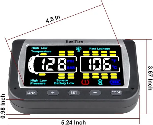 Miniatura 3 de EEZ RV Products EEZTire - Sistema de monitoreo de presión de neumáticos en tiempo real/24x7 - Monitor a color + 4 sensores + Sistema de refuerzo