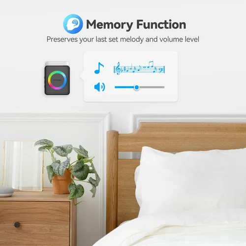 Miniatura 6 de TECKNET Timbre inalámbrico con 2 receptores enchufables, timbres impermeables IP65 para el hogar, rango de funcionamiento de 1300 pies, 60 melodías