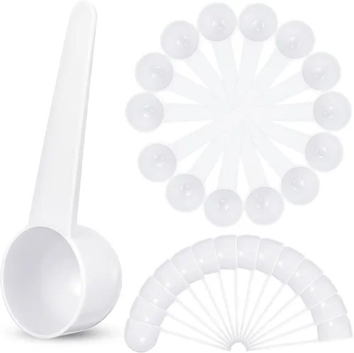 Miniatura 8 de Meanplan Paquete de 80 cucharadas medidoras de plástico a granel (0.7 onzas líquidas, 20 cc 1.33 cucharadas 4 cucharaditas) cucharaditas de Rosa