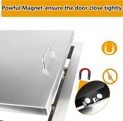 Miniatura 4 de Luffioner Puertas de cocina para exteriores, puerta de acceso doble para barbacoa de 24 pulgadas de ancho x 17 pulgadas de alto, placa gruesa a