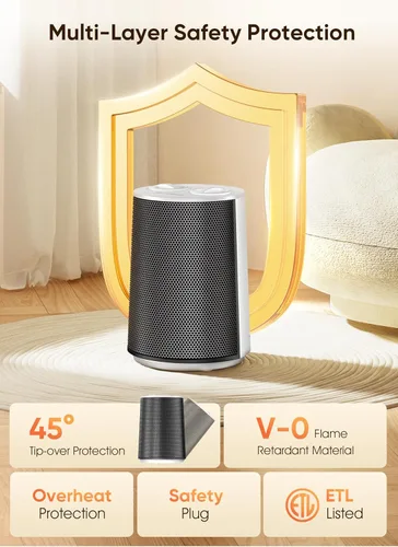 Miniatura 5 de GiveBest Calentador de Espacio Portátil – 1500W Silencioso y Eficiente Energéticamente con Protección contra Sobrecalentamiento y Vuelco, Tecnología