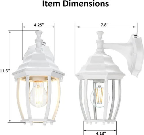 Miniatura 4 de LIT-PaTH Farol de pared para exteriores del atardecer al amanecer, aplique de pared como accesorio de iluminación de porche con base mediana E26