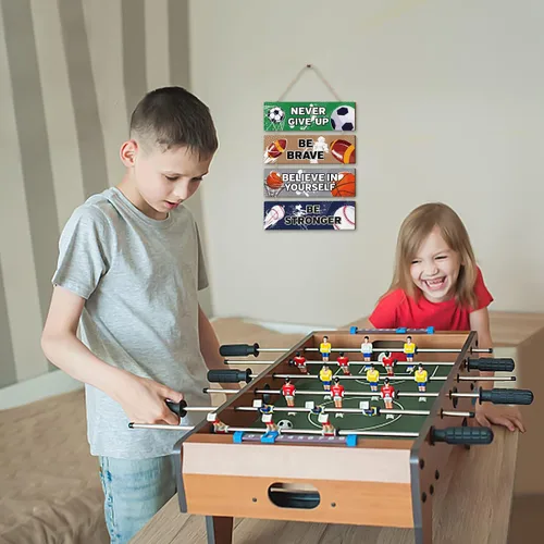 Miniatura 6 de HLNIUC Decoración de pared temática deportiva, letrero de madera de fútbol (3.5 x 12 pulgadas), letrero de madera inspirador de «Never Give Up»
