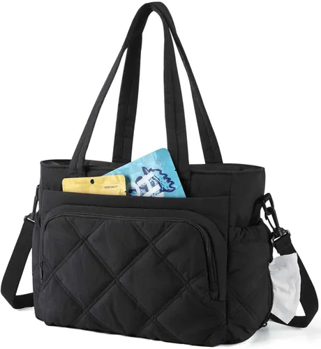 Miniatura 9 de BAGSMART Bolsa de Almuerzo para Mujer, Bolsa de Almuerzo Grande con Aislamiento, Bolsa de Mano Acolchada con Múltiples Bolsillos para Trabajo, Aire