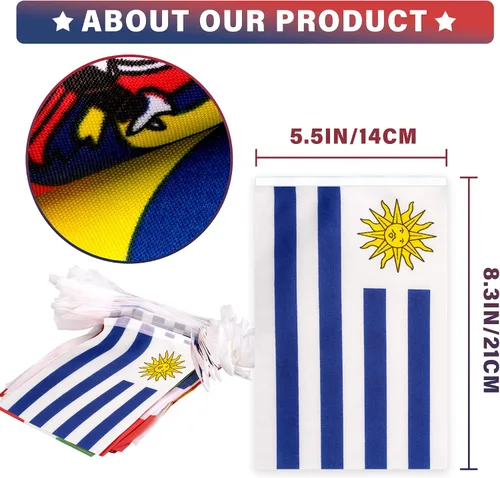 Miniatura 3 de Paquete de 2 banderines de bandera de América Latina con los 21 países, mini banderas pequeñas, pancartas de bandera latina para el mes hispano