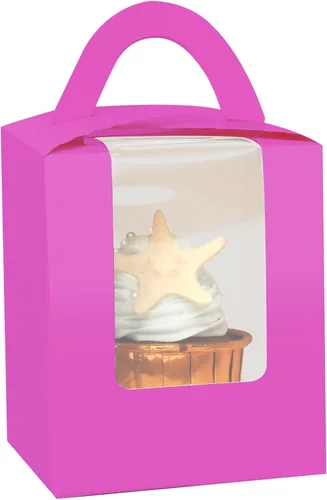 Miniatura 12 de qiqee Cajas individuales de cupcakes de Navidad, 50 unidades, cajas de magdalenas individuales con ventana 3.7 "3.7" x 4.5 " caja de magdalenas